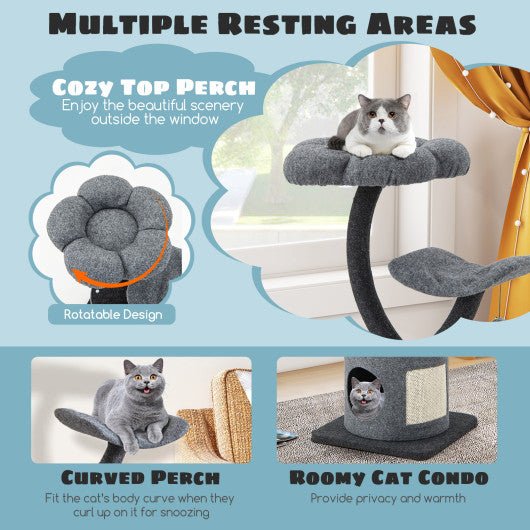  - Cat Tree for Indoor Cats with Curved Metal Supporting Frame for Large & Small Cats - Outdoor Style Company