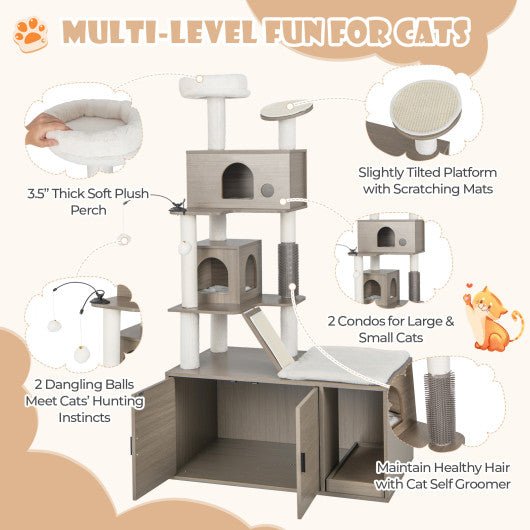  - Cat Tree with Litter Box Enclosure for Indoor Cars - Outdoor Style Company