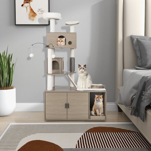  - Cat Tree with Litter Box Enclosure for Indoor Cars - Outdoor Style Company