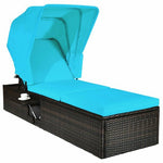  - Chaise Cushioned Top Canopy Patio Rattan Lounge Chair with Tea Table - Outdoor Style Company