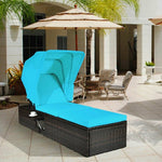  - Chaise Cushioned Top Canopy Patio Rattan Lounge Chair with Tea Table - Outdoor Style Company