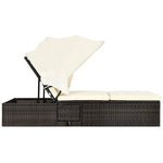  - Chaise Cushioned Top Canopy Patio Rattan Lounge Chair with Tea Table - Outdoor Style Company