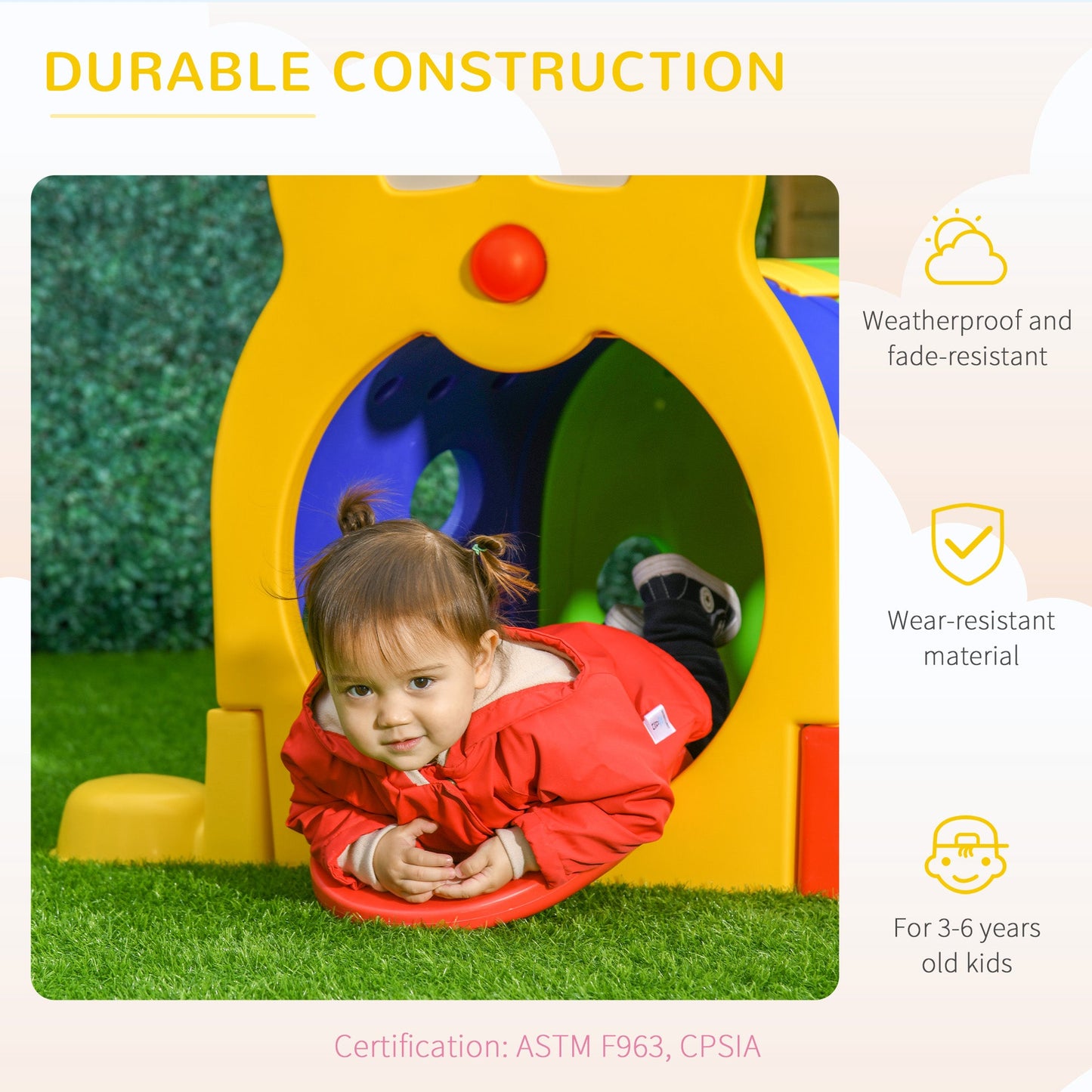 AOSOM-Children Caterpillar Play Tunnel Outdoor Indoor Play Set, Crawl Play Equipment for 3-6 Years Old, 6 Sections, for Daycare, Preschool & Playground - Outdoor Style Company