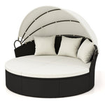  - Clamshell Patio Round Daybed Wicker with Retractable Canopy and Pillows - Outdoor Style Company