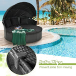  - Clamshell Patio Round Daybed Wicker with Retractable Canopy and Pillows - Outdoor Style Company