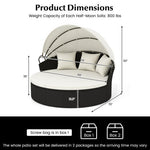  - Clamshell Patio Round Daybed Wicker with Retractable Canopy and Pillows - Outdoor Style Company