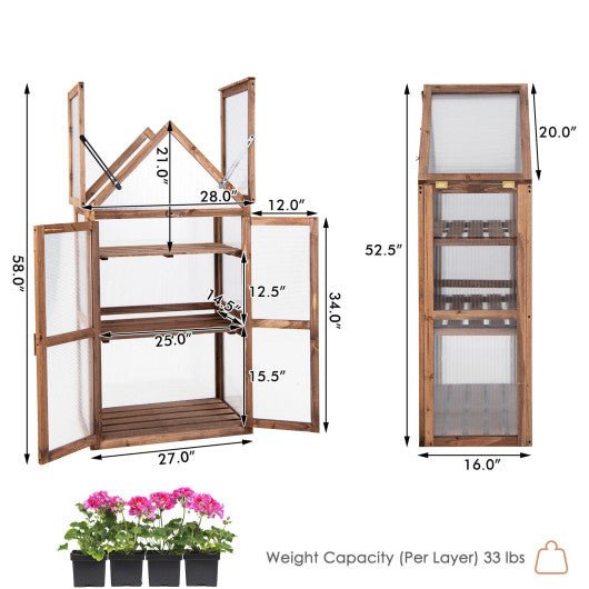  - Cold Frame Mini Wooden Greenhouse for Vegetable and Flower - Outdoor Style Company