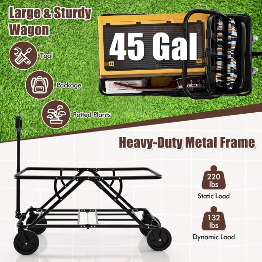  - Collapsible Folding Wagon Cart with Adjustable Handlebar - Outdoor Style Company