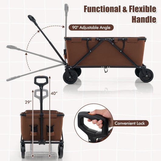  - Collapsible Folding Wagon Cart with Adjustable Handlebar - Outdoor Style Company