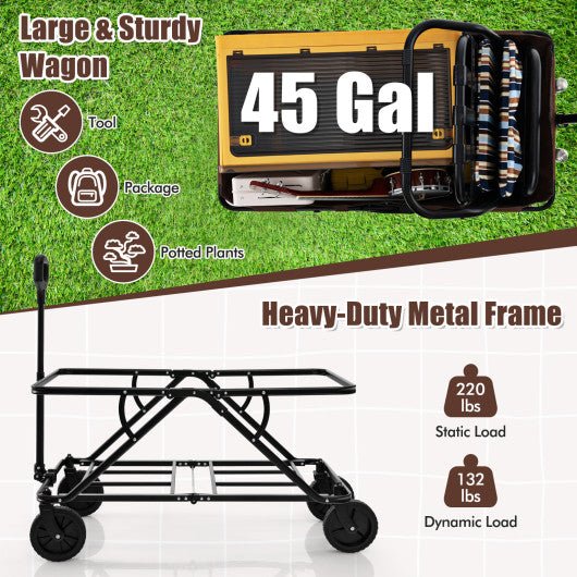  - Collapsible Folding Wagon Cart with Adjustable Handlebar - Outdoor Style Company