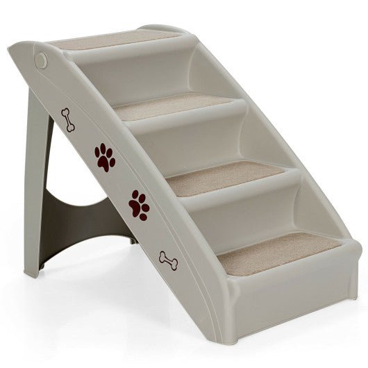  - Collapsible Plastic Pet Stairs 4 Step Ladder for Small Dog and Cats - Outdoor Style Company