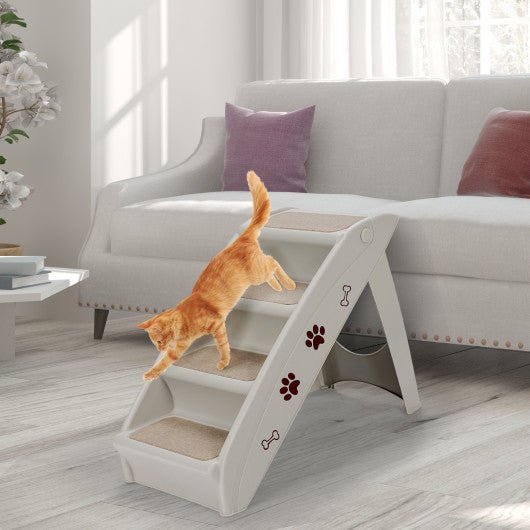  - Collapsible Plastic Pet Stairs 4 Step Ladder for Small Dog and Cats - Outdoor Style Company