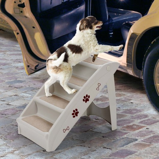  - Collapsible Plastic Pet Stairs 4 Step Ladder for Small Dog and Cats - Outdoor Style Company