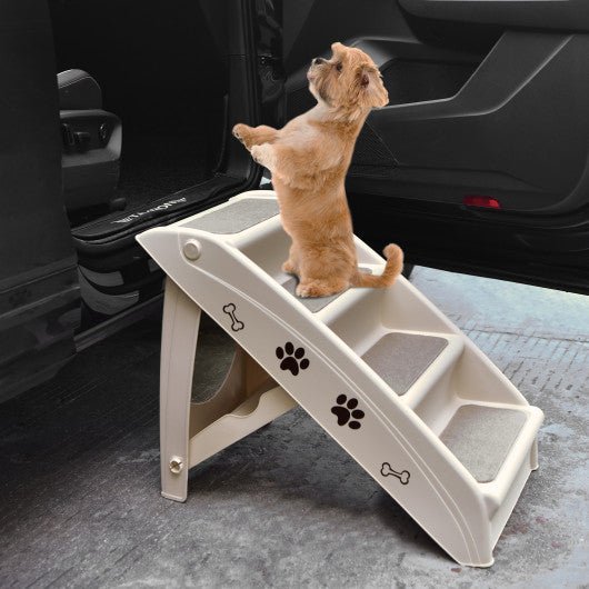  - Collapsible Plastic Pet Stairs 4 Step Ladder for Small Dog and Cats - Outdoor Style Company