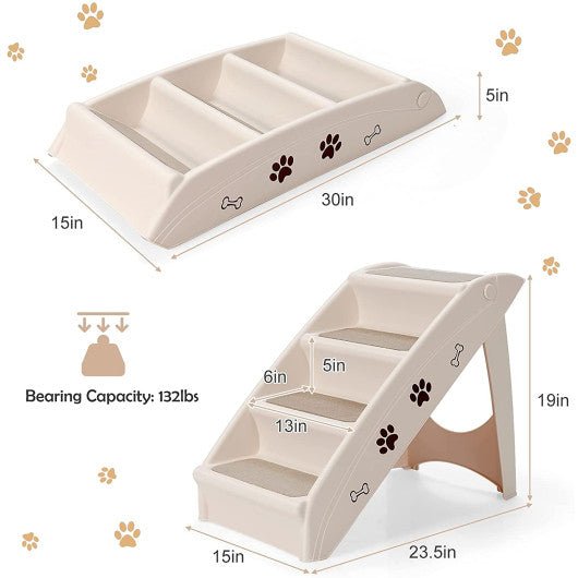  - Collapsible Plastic Pet Stairs 4 Step Ladder for Small Dog and Cats - Outdoor Style Company