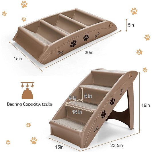  - Collapsible Plastic Pet Stairs 4 Step Ladder for Small Dog and Cats - Outdoor Style Company