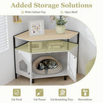  - Corner Cat Litter Box Enclosure with Open Shelf 2 Entrances and Metal Legs - Outdoor Style Company