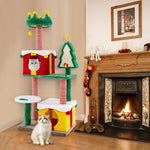  - Cute Christmas Cat Tree Cat Tower for Indoor Cats with Scratching Posts and Carpet - Outdoor Style Company