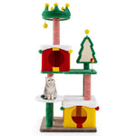  - Cute Christmas Cat Tree Cat Tower for Indoor Cats with Scratching Posts and Carpet - Outdoor Style Company