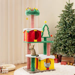  - Cute Christmas Cat Tree Cat Tower for Indoor Cats with Scratching Posts and Carpet - Outdoor Style Company