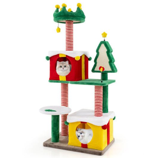  - Cute Christmas Cat Tree Cat Tower for Indoor Cats with Scratching Posts and Carpet - Outdoor Style Company