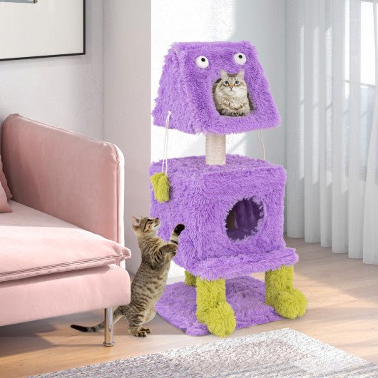  - Cute Monster - Themed Cat Tower with 2 Private Condos for Small Place - Outdoor Style Company