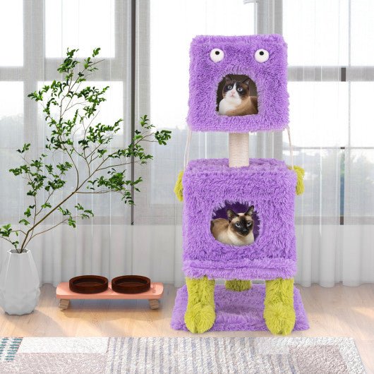  - Cute Monster - Themed Cat Tower with 2 Private Condos for Small Place - Outdoor Style Company