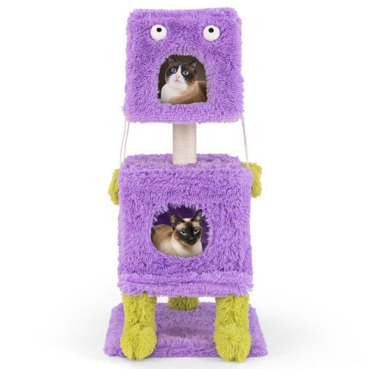  - Cute Monster - Themed Cat Tower with 2 Private Condos for Small Place - Outdoor Style Company