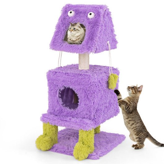  - Cute Monster - Themed Cat Tower with 2 Private Condos for Small Place - Outdoor Style Company