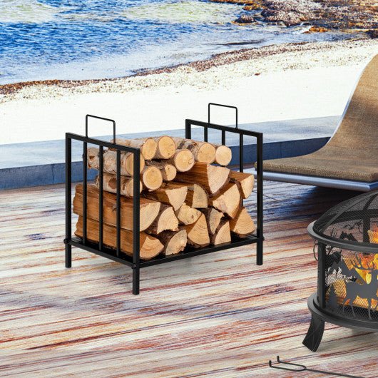  - Decorative Steel Firewood Log Holder with Handle - Outdoor Style Company