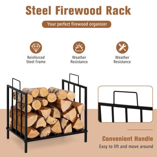  - Decorative Steel Firewood Log Holder with Handle - Outdoor Style Company