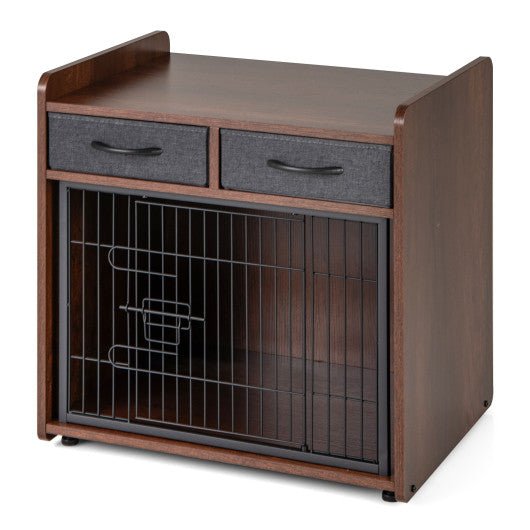  - Dog Crate Furniture Indoor Dog Cage with 2 Fabric Drawers End Table - Outdoor Style Company