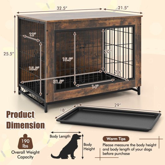  - Dog Crate Furniture with Double Lockable Doors and Removable Pull - out Tray - Outdoor Style Company