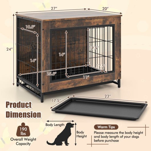  - Dog Crate Furniture with Double Lockable Doors and Removable Pull - out Tray - S - Outdoor Style Company