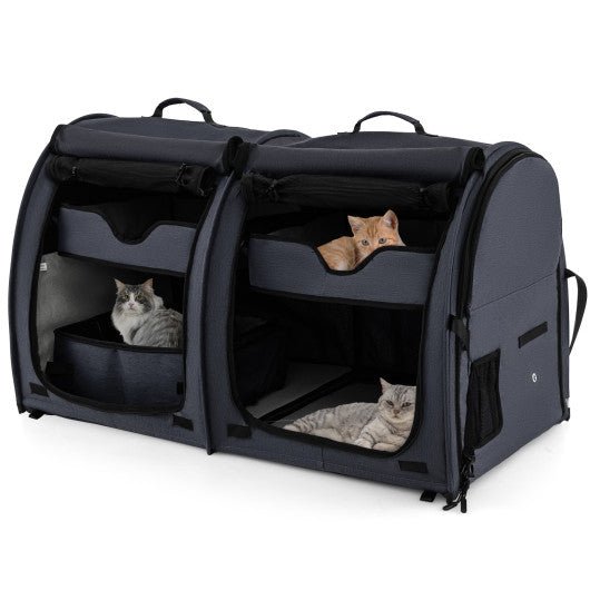  - Double Compartment Pet Carrier with 2 Removable Hammocks - Outdoor Style Company