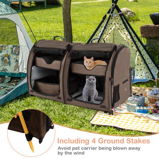  - Double Compartment Pet Carrier with 2 Removable Hammocks - Outdoor Style Company