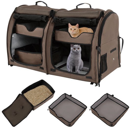  - Double Compartment Pet Carrier with 2 Removable Hammocks - Outdoor Style Company