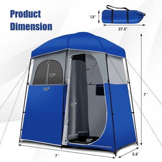  - Double - Room Camping Toilet Tent with Floor and Portable Storage Bag - Outdoor Style Company