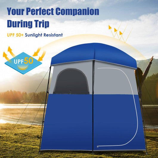  - Double - Room Camping Toilet Tent with Floor and Portable Storage Bag - Outdoor Style Company