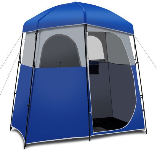  - Double - Room Camping Toilet Tent with Floor and Portable Storage Bag - Outdoor Style Company