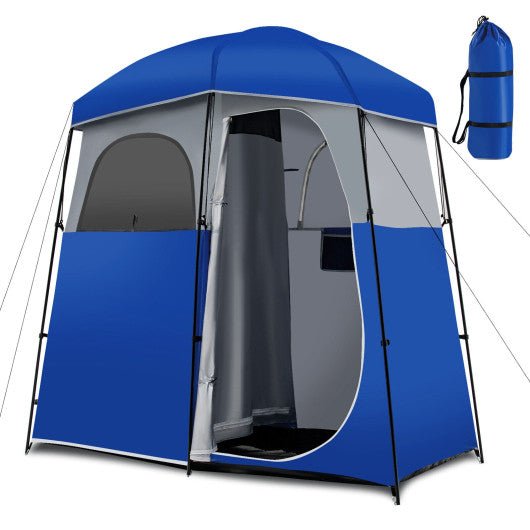  - Double - Room Camping Toilet Tent with Floor and Portable Storage Bag - Outdoor Style Company