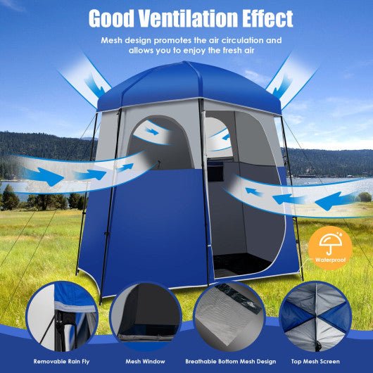  - Double - Room Camping Toilet Tent with Floor and Portable Storage Bag - Outdoor Style Company