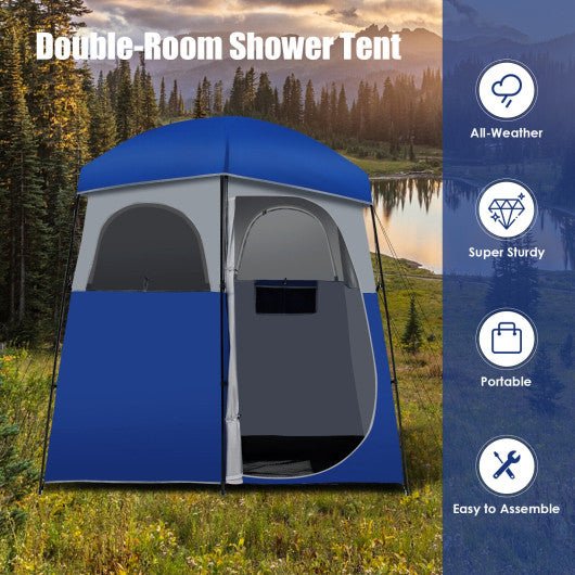  - Double - Room Camping Toilet Tent with Floor and Portable Storage Bag - Outdoor Style Company