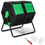  - Dual Chamber Garden Compost Tumbler with Sliding Doors - Black & Green - Outdoor Style Company