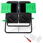  - Dual Chamber Garden Compost Tumbler with Sliding Doors - Black & Green - Outdoor Style Company