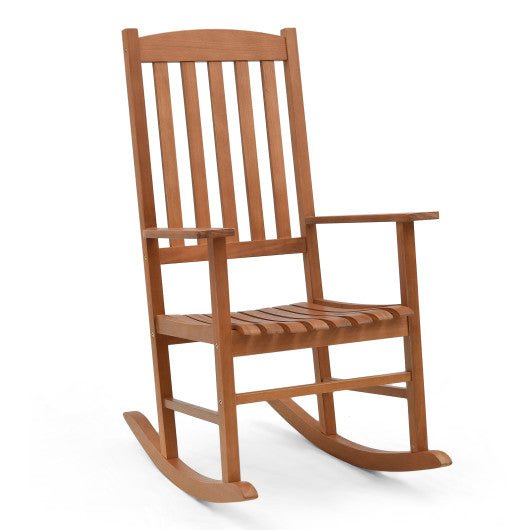  - Eucalyptus Wood Rocker Chair with Stable and Safe Rocking Base for Garden - Outdoor Style Company