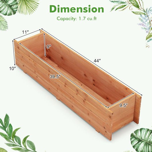  - Fir Wood Planter Box with 2 Drainage Holes and 3 Added Bottom Crossbars - Outdoor Style Company