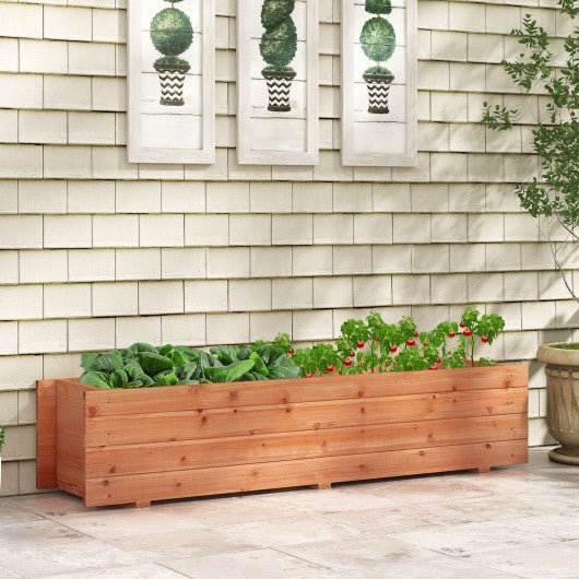  - Fir Wood Planter Box with 2 Drainage Holes and 3 Added Bottom Crossbars - Outdoor Style Company