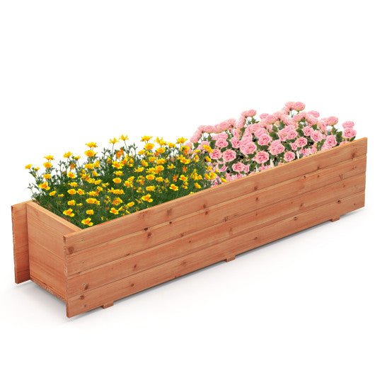  - Fir Wood Planter Box with 2 Drainage Holes and 3 Added Bottom Crossbars - Outdoor Style Company