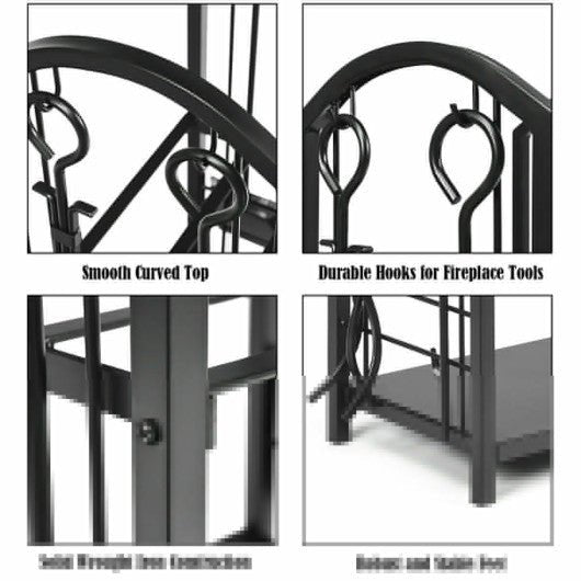  - Fireplace Log Rack with 4 Pieces Fireplace Tools - Outdoor Style Company